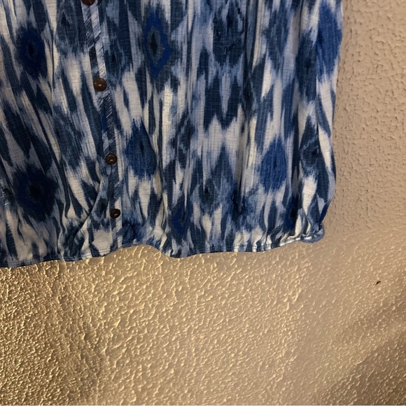 Parallel Skies Blue & White Button-Down Blouse Size Xl casual everyday beach - Picture 4 of 7